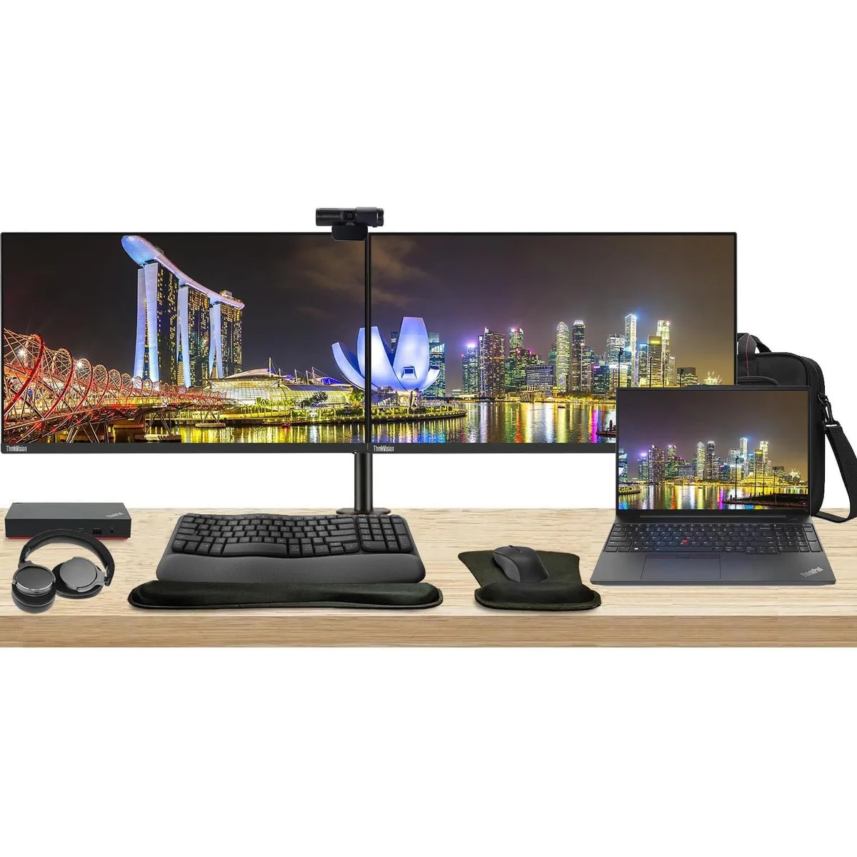 Lenovo Lenovo E16 16" Ryzen 7 7730U 16GB 512GB + 2×24" Monitors &amp; Dock — product photo