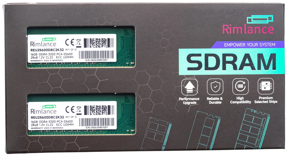 RIMLANCE RIMLANCE REU25600D8C2K32 32GB (2x16GB) DDR4 3200 ECC UDIMM 2Rx8 CL22 — product photo