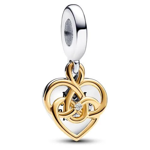 PANDORA PANDORA Lab-grown Diamond Engravable Mum Double Dangle Charm 0.009 ct 14k gold-plated sterling silver — product photo