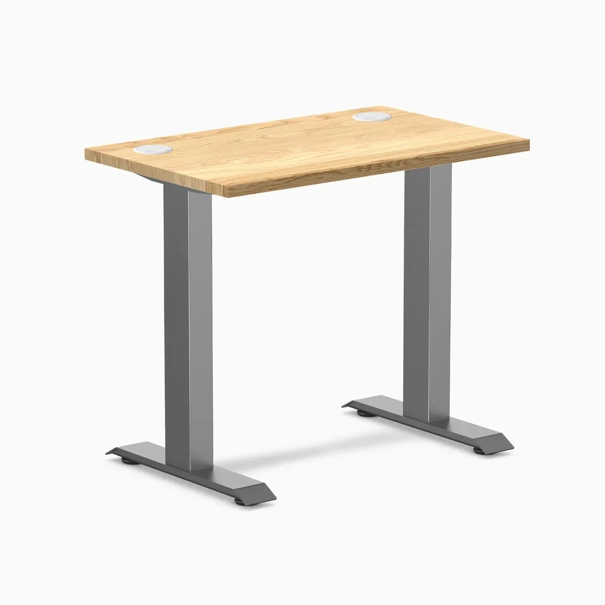 Desky Desky Zero Mini Hardwood Office Desk White Oak Space Gray 32 x 20 in with Grommets — product photo