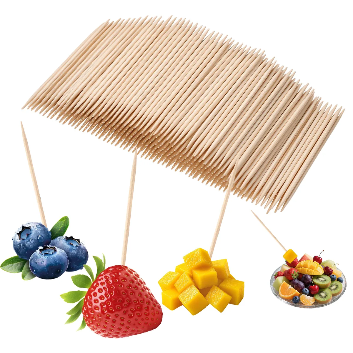White birch toothpicks in a compact storage box, 300-count pack, 2.5 inch length