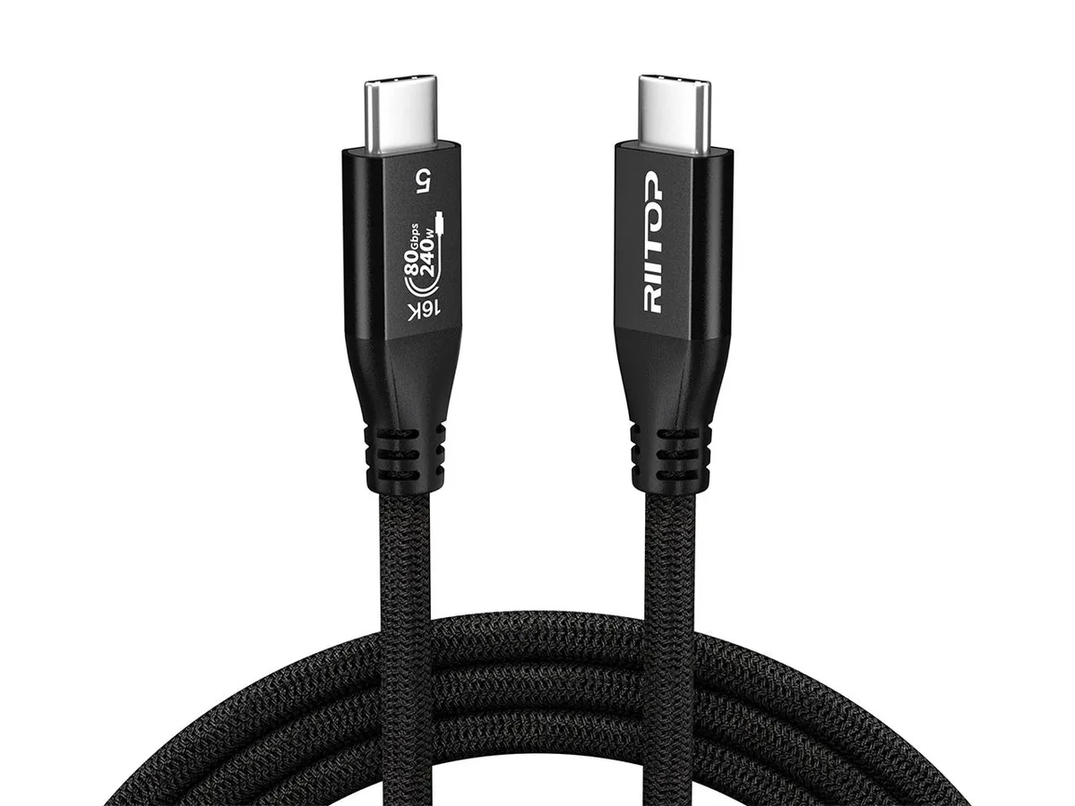 RIITOP RIITOP Thunderbolt 5 cable braided 80Gbps 240W 16K 3.3ft — product photo