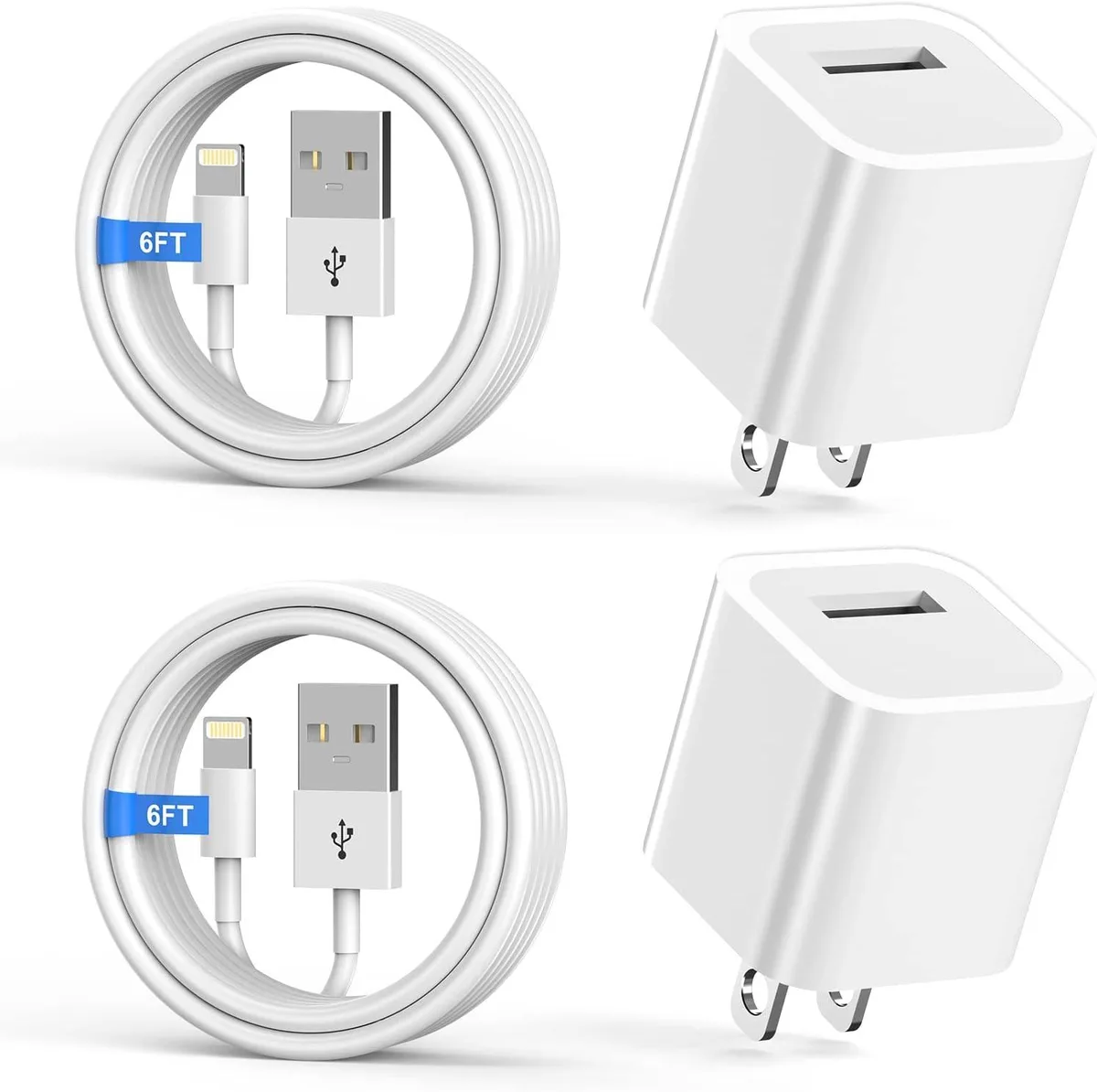 ONITOON ONITOON iPhone Charger 2Pack 6FT Lightning Cable 2Pack USB Wall Charger — product photo