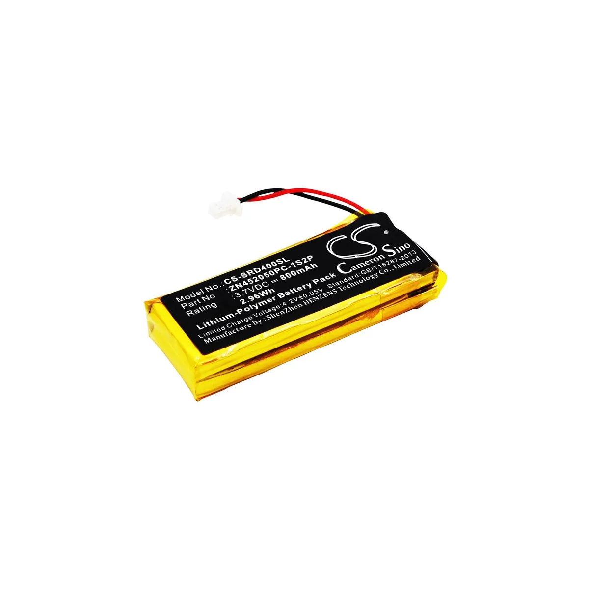 Centenex Electronics Centenex Electronics DS-CS-SRD400SL battery 3.7V 800mAh Li-Polymer black — product photo