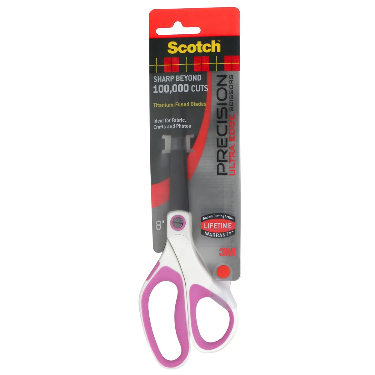 Pink 8-inch titanium-fused scissors with soft comfort grip handles