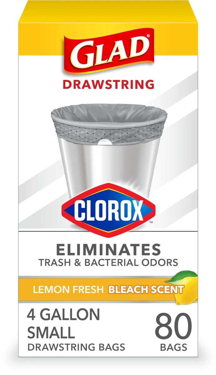  Baldwin Drawstring Trash Bags with Clorox 4 Gal Lemon Fresh Bleach 80 Ct 30 Pack Part 2444193 — product photo