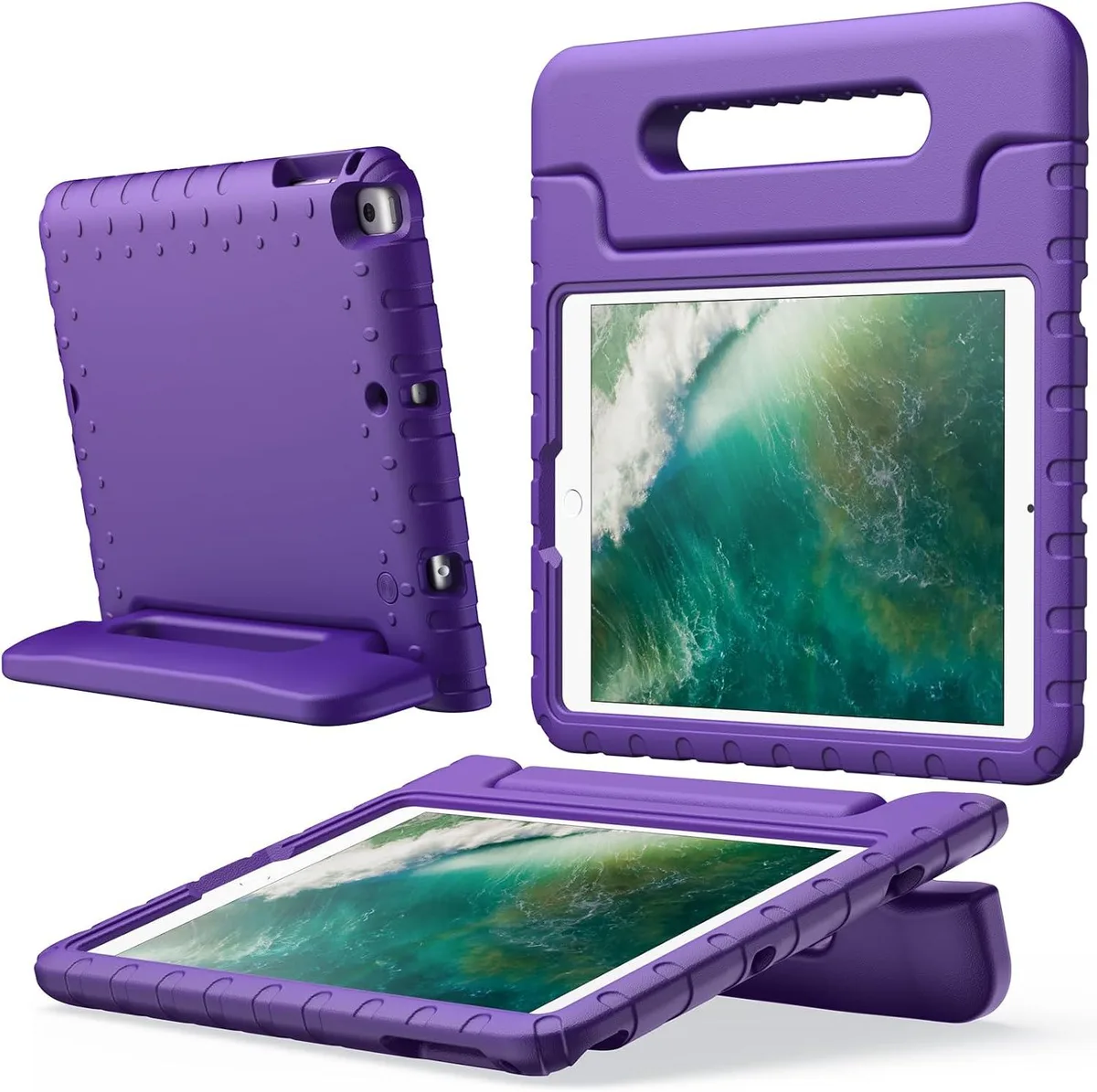 Purple EVA foam tablet case with fold-out handle stand