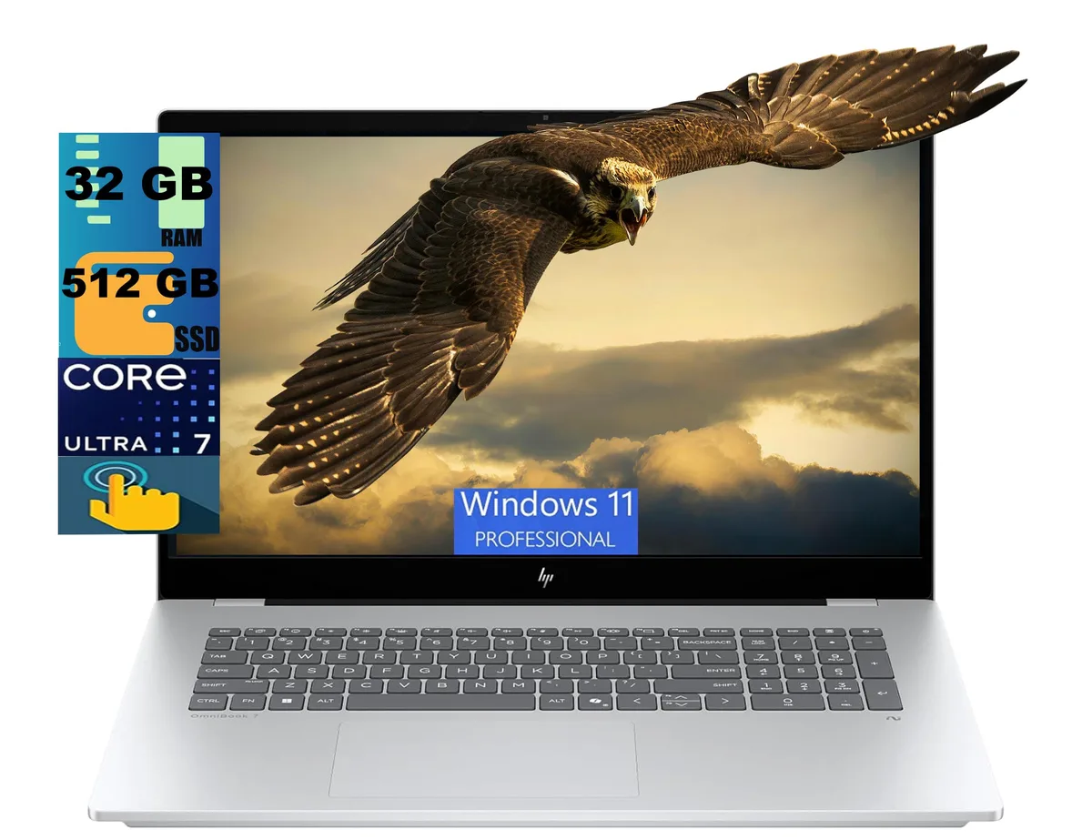 HP HP Omnibook 7 17 laptop Intel Core Ultra 7 258V 32GB 512GB 17.3" FHD touchscreen Intel Arc 140V Windows 11 Pro — product photo
