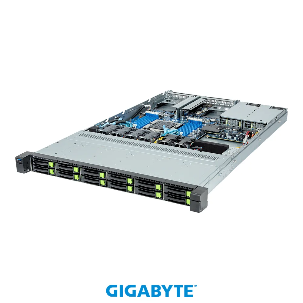 GIGABYTE GIGABYTE R163-Z32-AAC1 barebone server 12-bay 2.5" Gen4 NVMe/SATA/SAS AMD EPYC 9004 1U — product photo