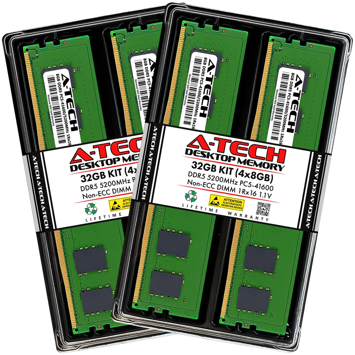 A-Tech A-Tech 32GB (4x8GB) DDR5 5200MHz CL42 1.1V Desktop RAM Kit — product photo
