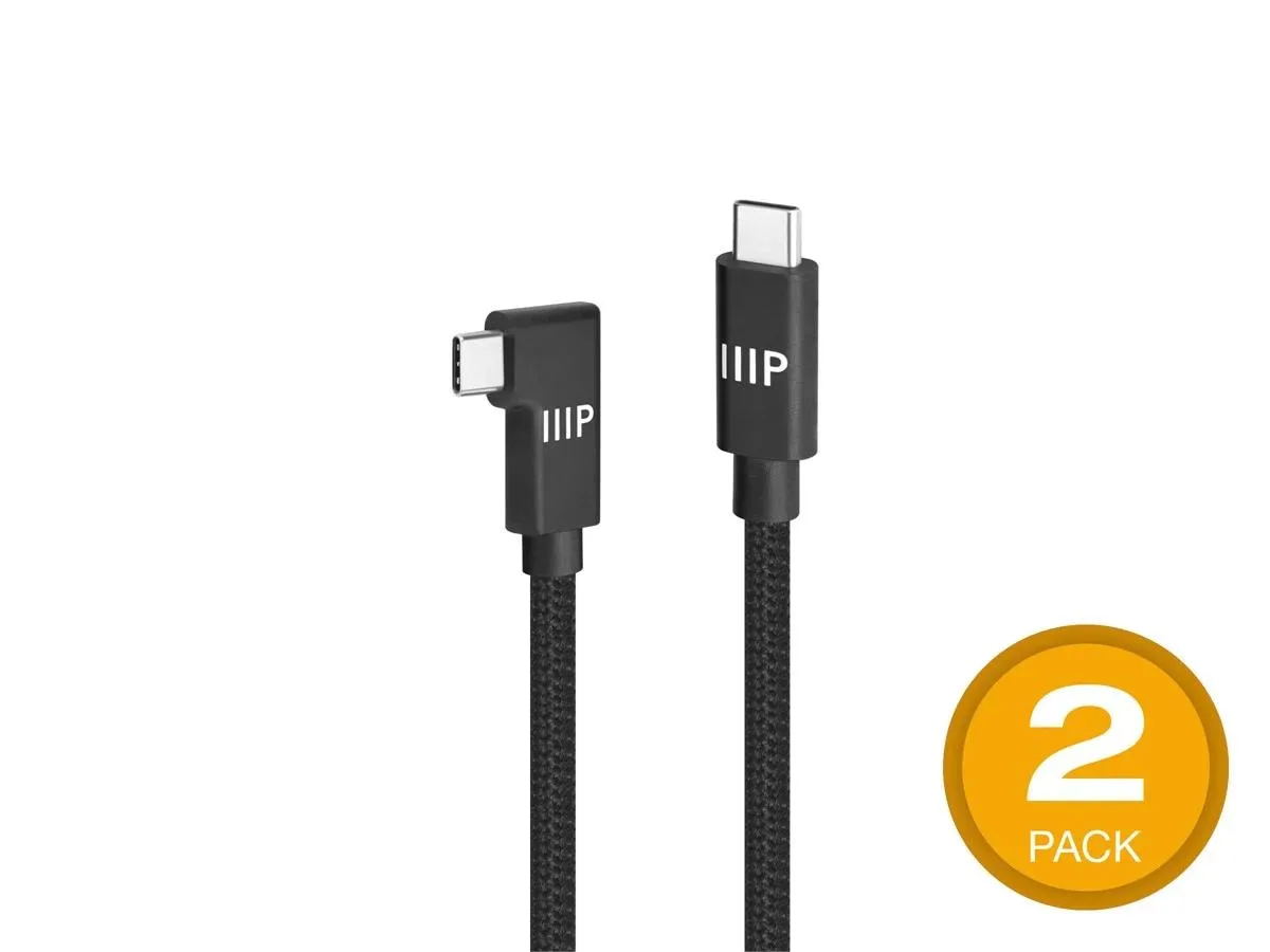 Monoprice Inc. Monoprice Inc. 148857 USB4 20Gbps cable 240W EPR 4K60Hz right-angle braided 6ft black 2 pack — product photo