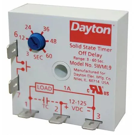 Dayton Dayton 5WML9 Off Delay Timing Relay 12-125V 3-60s — product photo