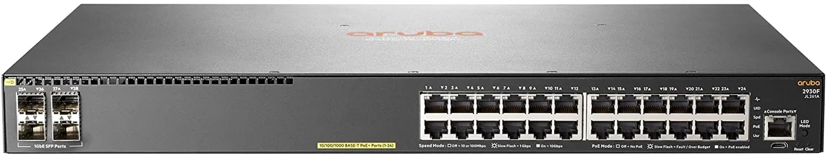 HPE HPE Aruba 2930F 24G PoE+ 4SFP network switch — product photo