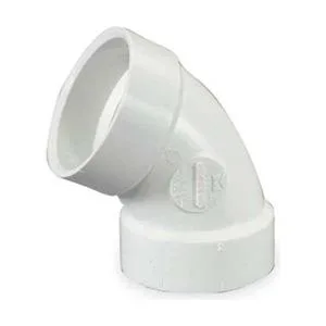 White PVC 60 degree elbow with hub connections 3 inch