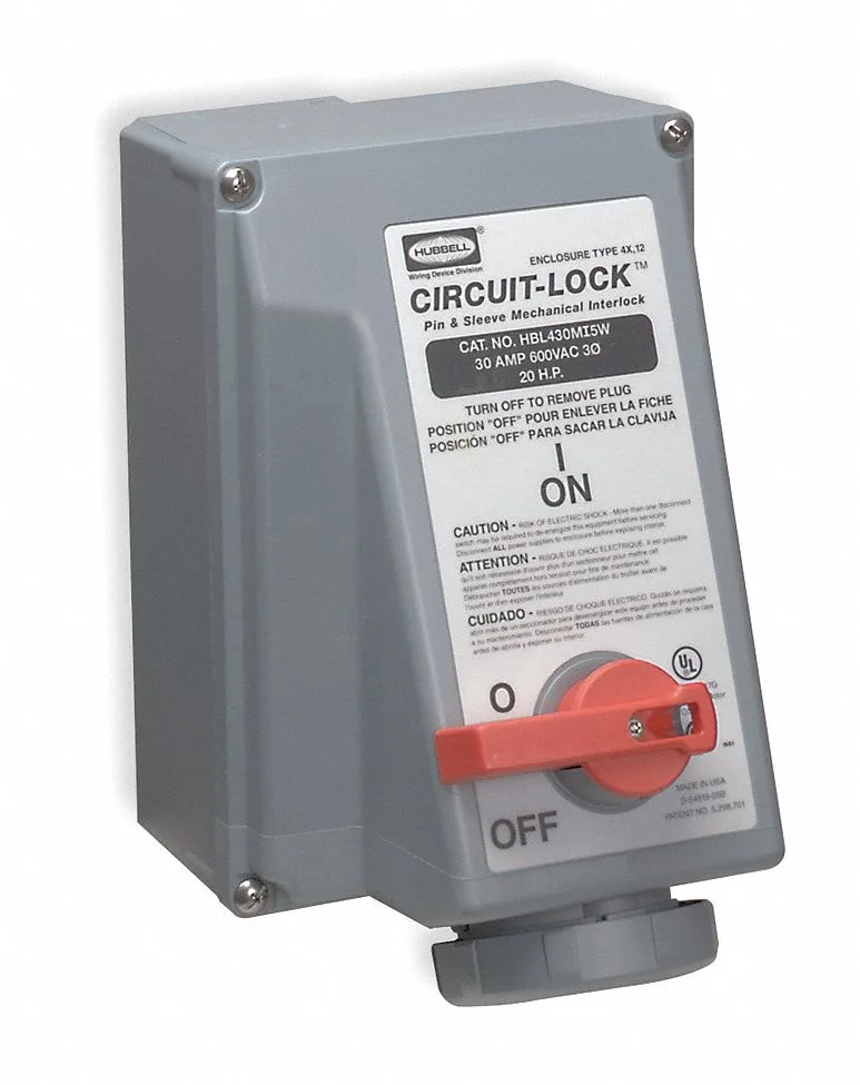 Hubbell Incorporated Hubbell Incorporated HBL430MI9W 30 A 240 V 3P4W Watertight Mechanical Interlock — product photo