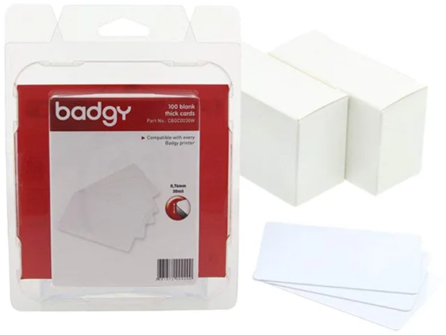 Pack of white PVC ID cards, credit-card size, 30 mil thick