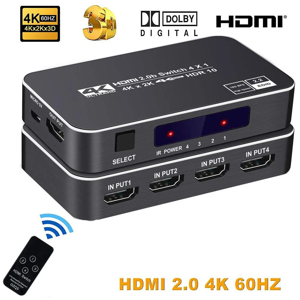 LUOM LUOM OZQ5 4×1 HDMI 2.0 video switch 4K 60Hz 18.5Gbps — product photo