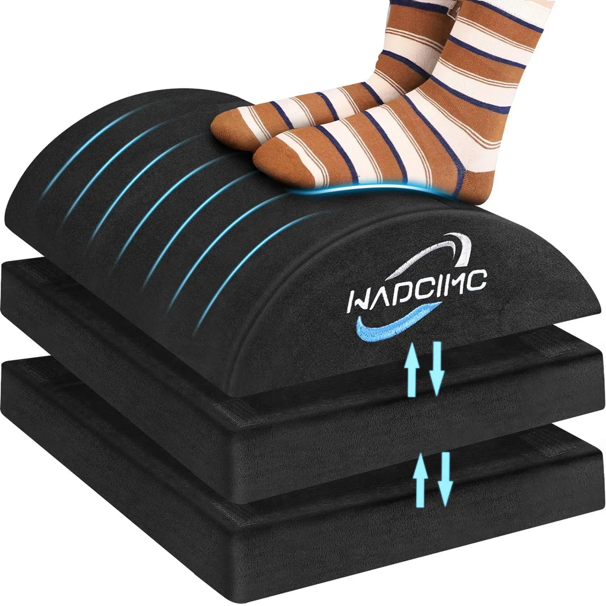 Rectangular foam footrest with leather cover, three adjustable heights