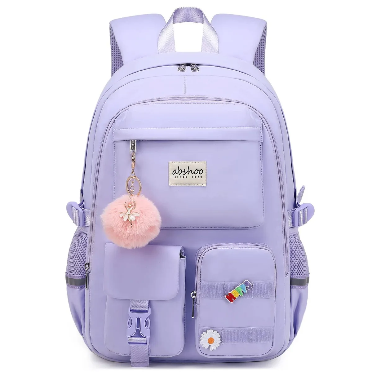 Beige laptop backpack in soft Oxford fabric, 15.6 inch compartment, water resistant, adjustable straps