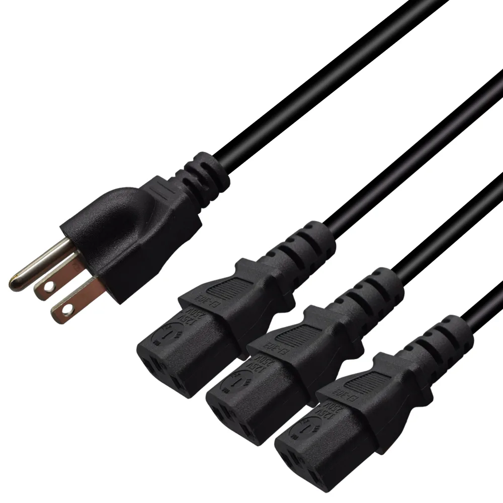 TeKit TeKit JD3266 NEMA 5-15P to 3× C13 Y-splitter cable 6ft — product photo