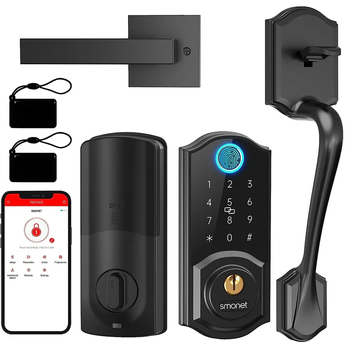 SMONET SMONET A1-BLK Smart Door Lock Fingerprint Keypad Bluetooth Black — product photo
