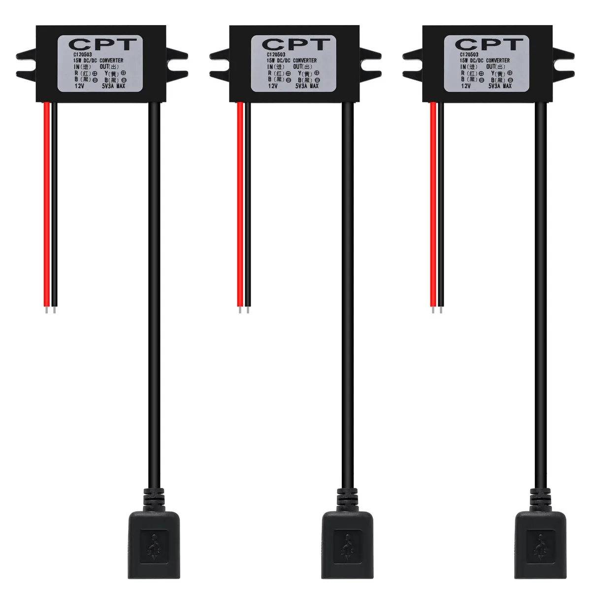 KEHIPI KEHIPI 3Pack 12V-24V to 5V 3A USB Power Adapter — product photo