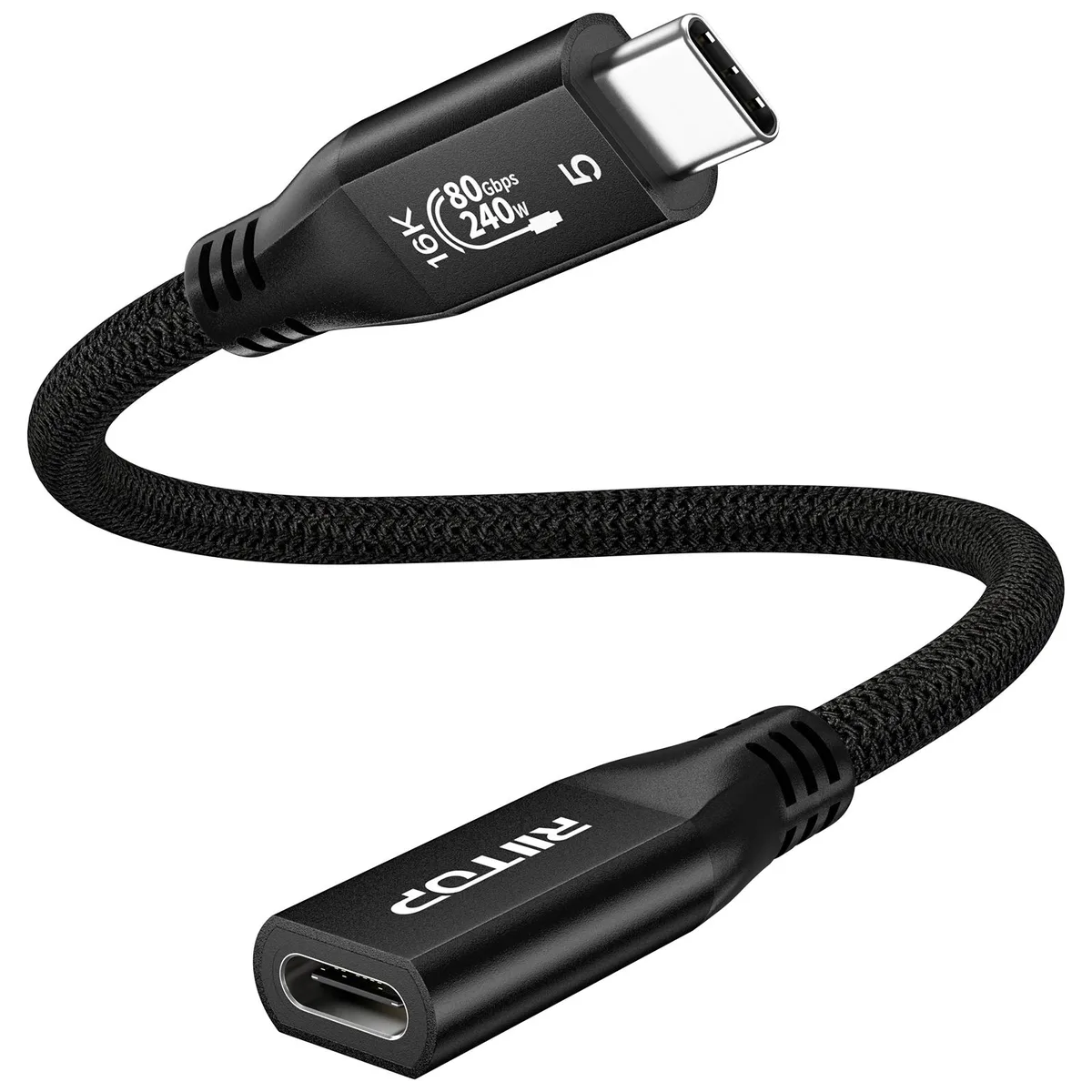 RIITOP RIITOP Braided Thunderbolt 5 Extension Cable 0.5 m 80 Gbps 240 W 16K 8K Black — product photo