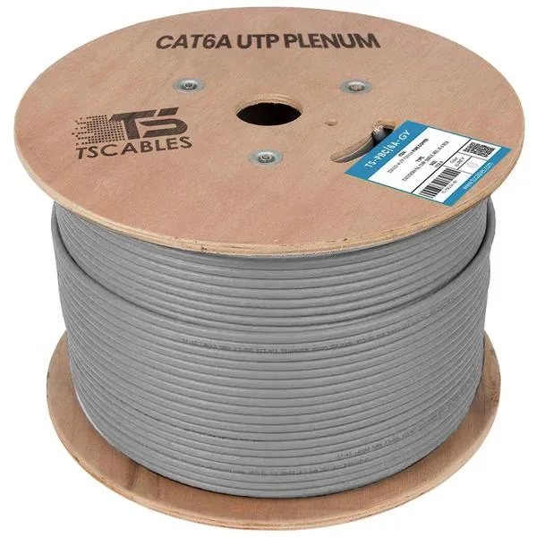 ATS Cables ATS Cables Cat6a Plenum 750 MHz UTP Bare Copper 1000ft Network Ethernet Cable Gray — product photo