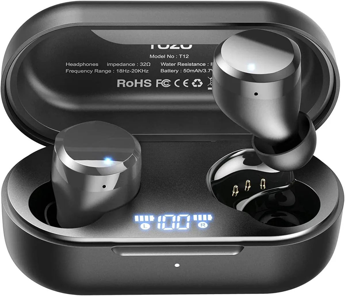 TOZO Store TOZO Store T12 Wireless Earbuds Black 11h 48h IPX8 Bluetooth 5.3 — product photo