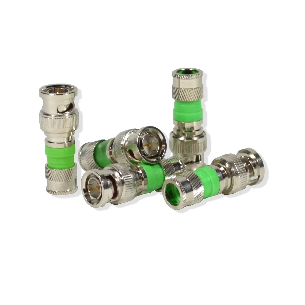 25 nickel-plated BNC compression connectors for RG59 cable
