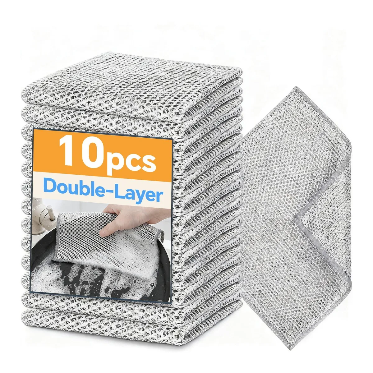  Stainless Steel Wire Scrubber Sponges 10 Pack 7.87 Inch Black — product photo