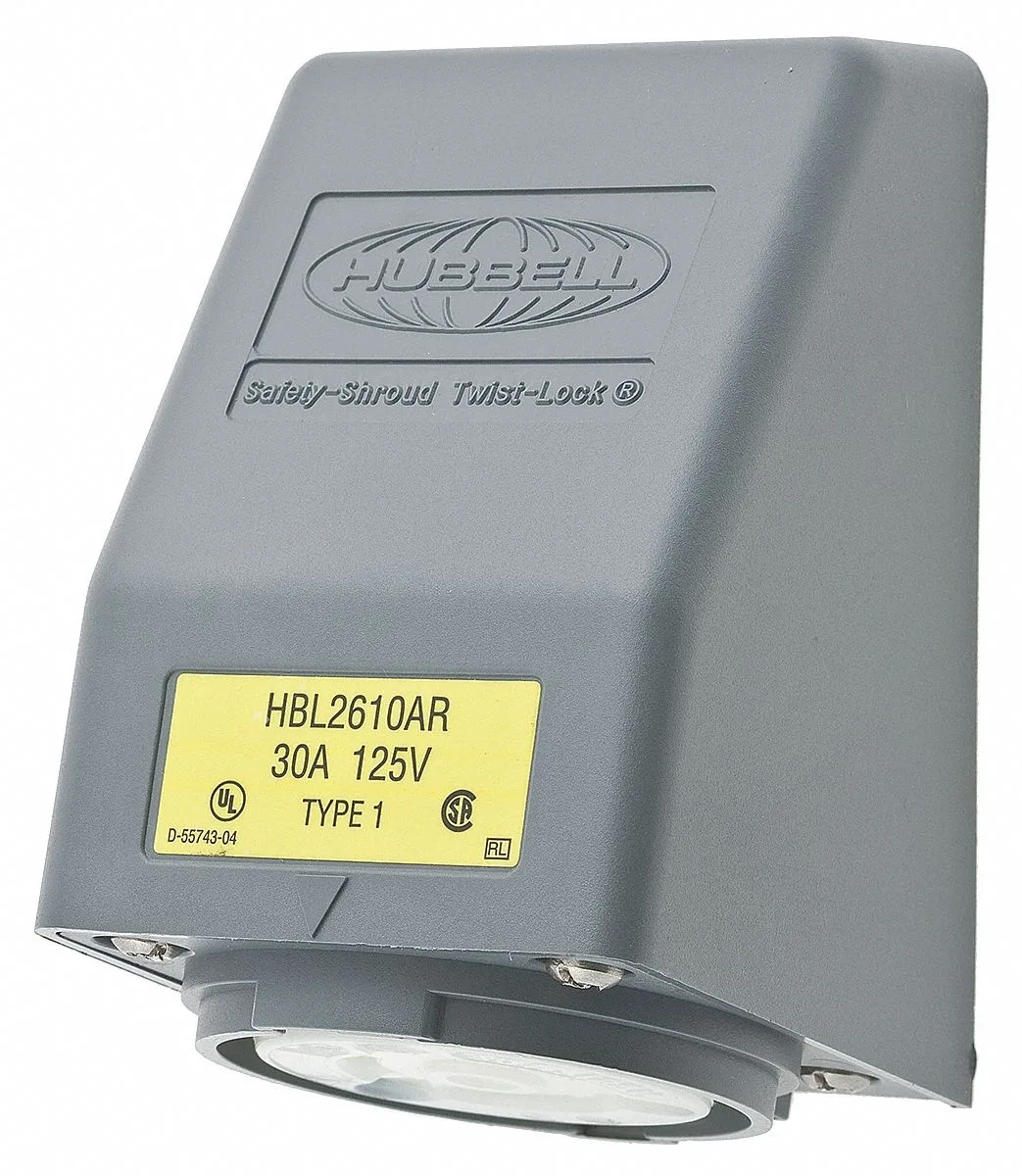 Hubbell Incorporated Hubbell Incorporated HBL2610AR Flanged Locking Receptacle L5-30R 30A video accessory — product photo