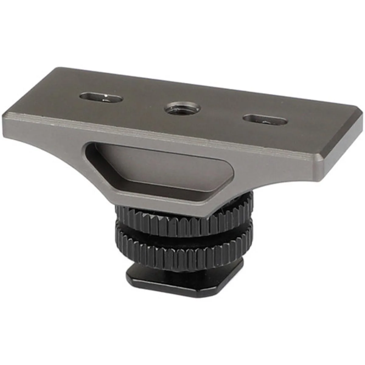 Anodised aluminium extension bracket with cold shoe and 1/4"-20 thread, 2.36 x 1.26