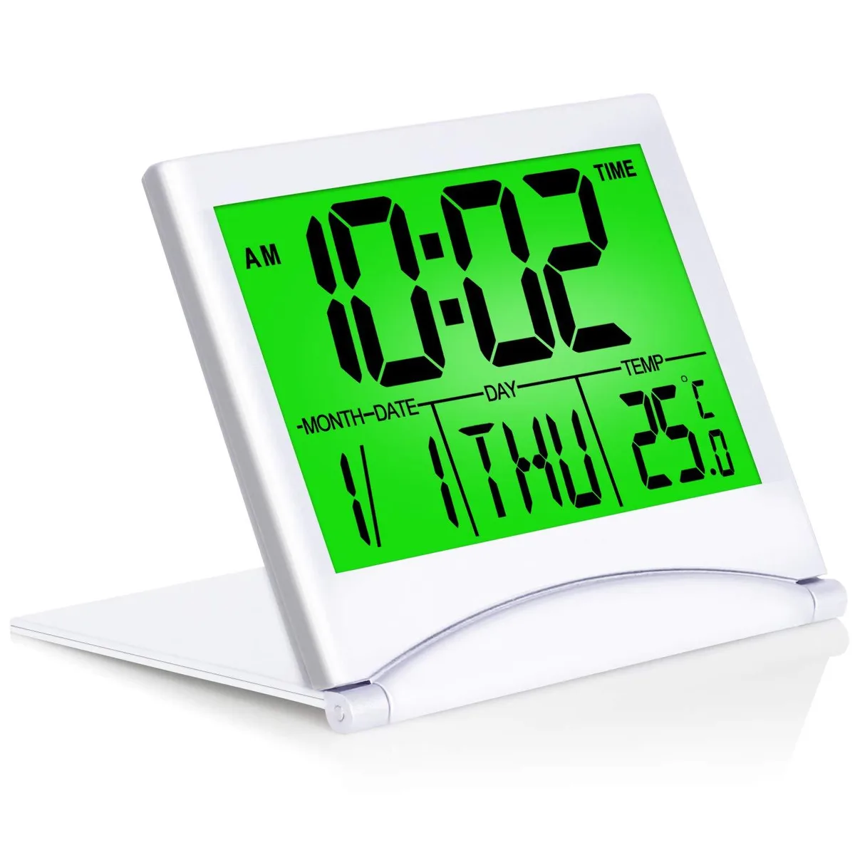  Advantus Digital Travel Alarm Clock Calendar White 3.5 x 3.1 x .7 in — product photo