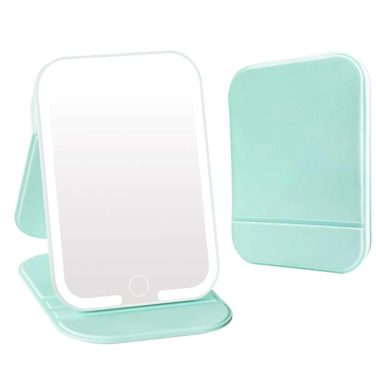  ZHUOTHAN Rechargeable Travel Mirror with Light 72 LED 7.3" x 5.2" Light Green — product photo