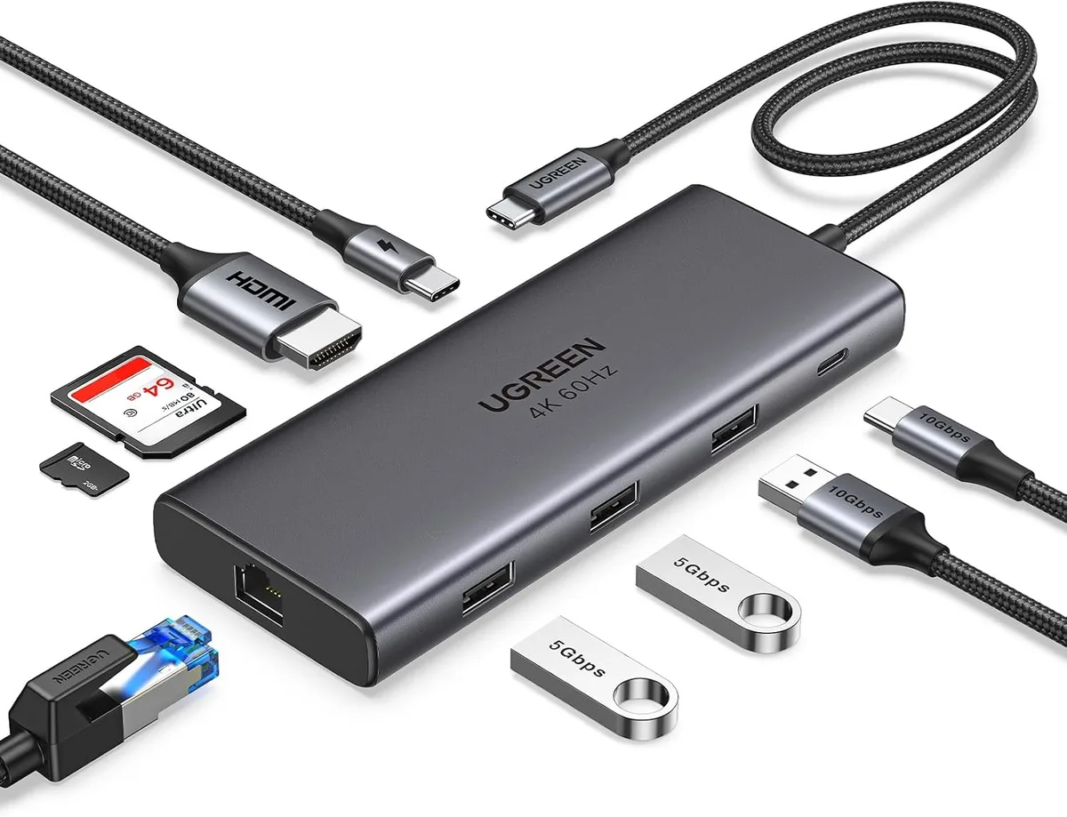 MCHOSE MCHOSE Revodok Pro 109 9-in-1 USB C Hub 10Gbps 4K HDMI 100W PD Gigabit Ethernet SD/TF Card Reader — product photo
