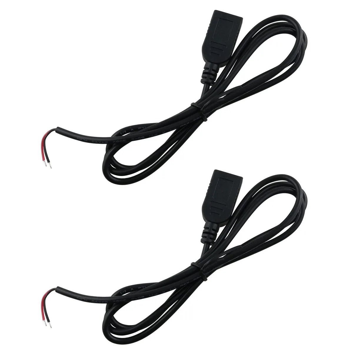 No Sew No Sew USB 2.0 24AWG Pigtail 3.3 Feet Male-to-Female Power Cable Black 2 Pack — product photo