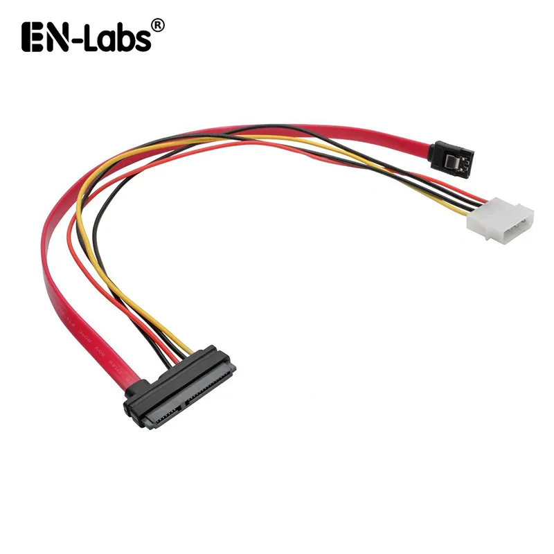 EN-Labs EN-Labs SATA22P40CM SATA 22-pin to 7-pin + Molex 4-pin combo cable 1.3 ft red — product photo
