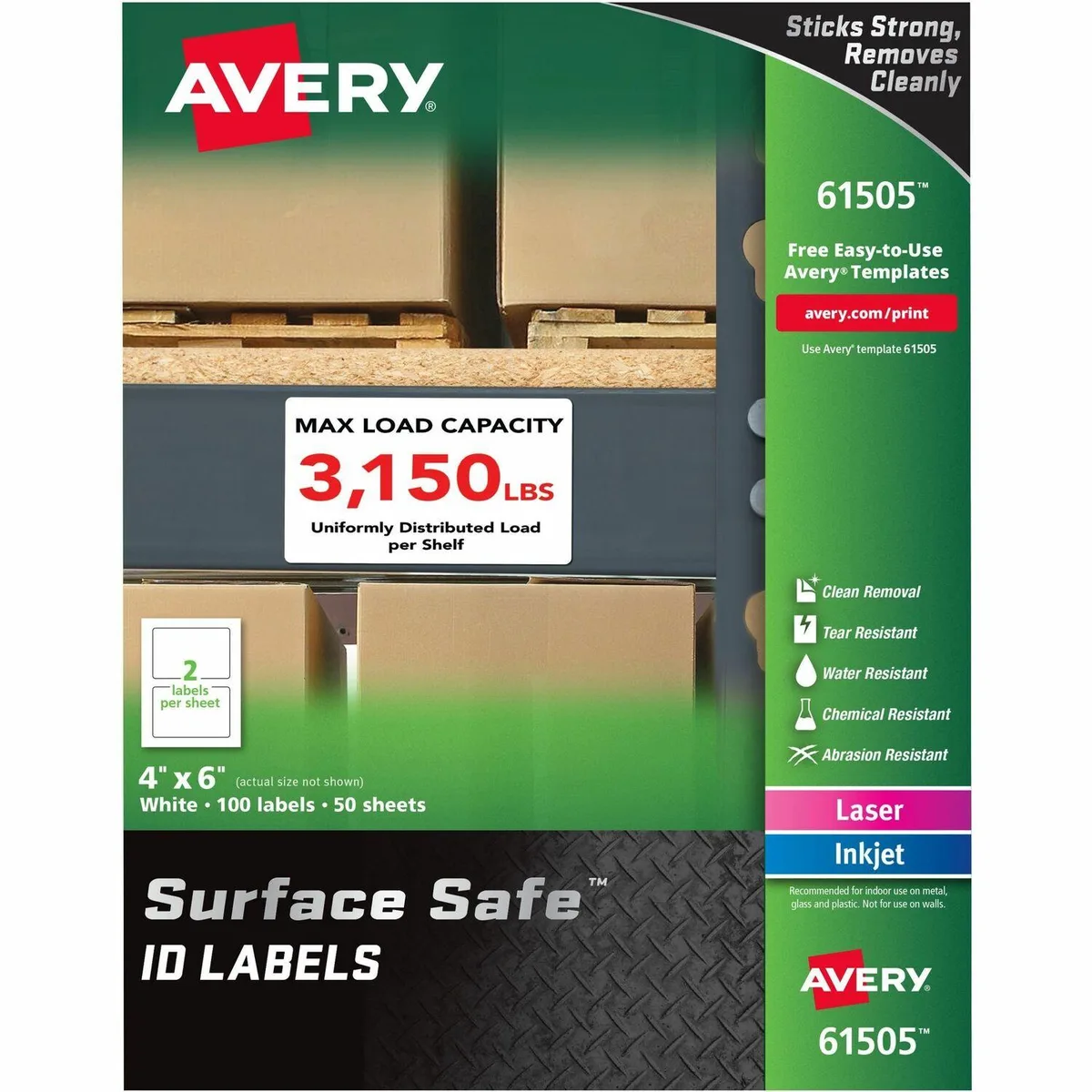 Avery Avery 61505 Removable Surface Safe Labels Red 100/PK — product photo