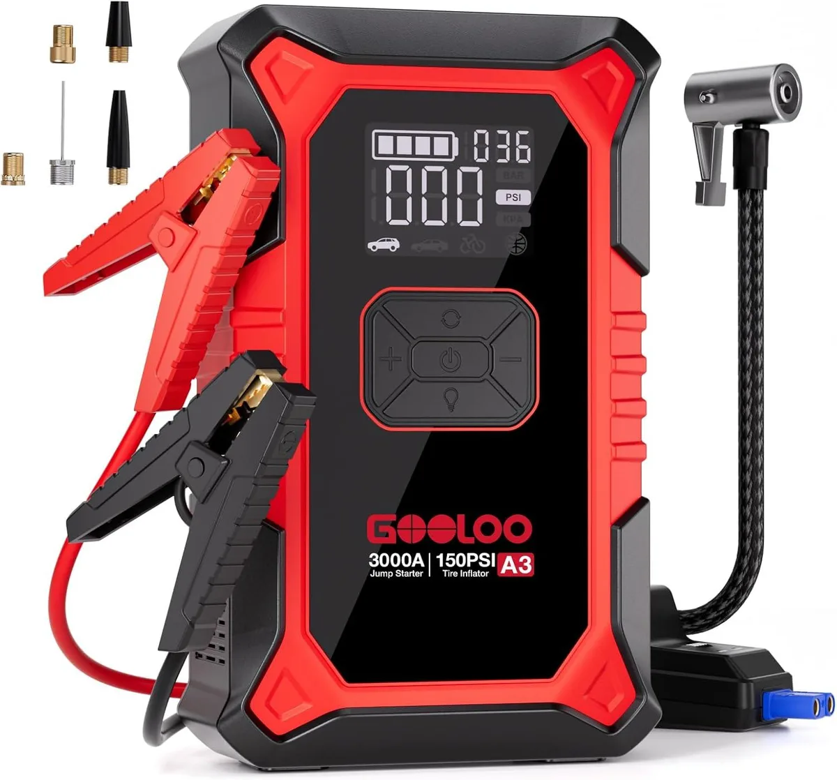 GOOLOO GOOLOO A3 Jump Starter with Air Compressor 3000A 150PSI — product photo