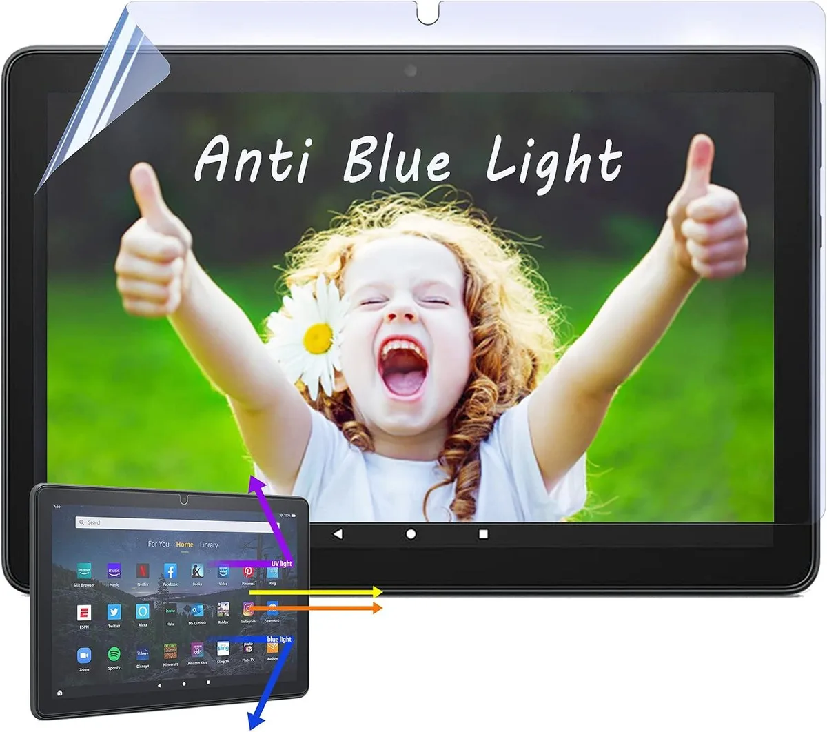 Leelbox Leelbox 2 Pack Anti-Blue Light Screen Protector 10.1 Inch Fire HD 10 2021 2023 — product photo