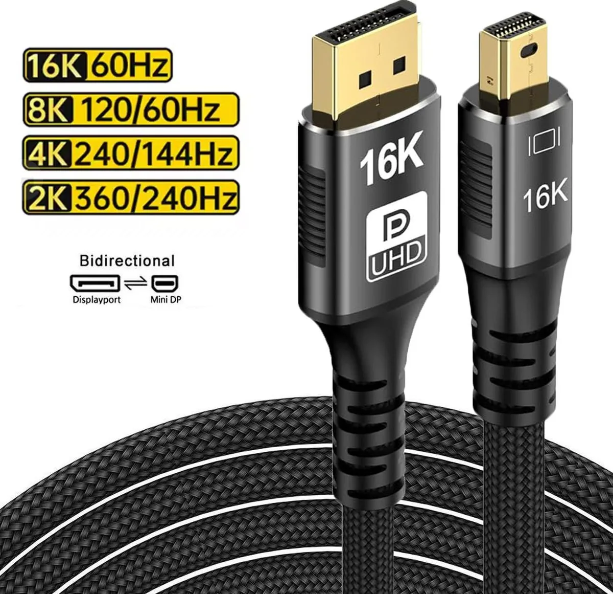 WRIARICH WRIARICH TJ-TDP16K Mini DisplayPort cable 3.3 ft 16K@60Hz 8K@120Hz 4K@240Hz 80Gbps — product photo