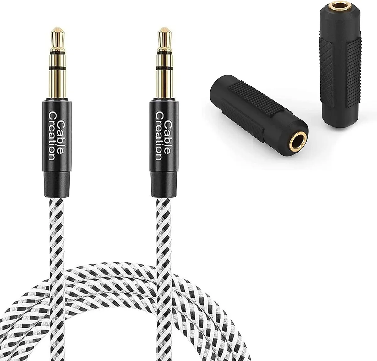 CableCreation CableCreation 3.5mm Male-to-Male Aux Cord 1.5FT with Female-to-Female Adapter — product photo