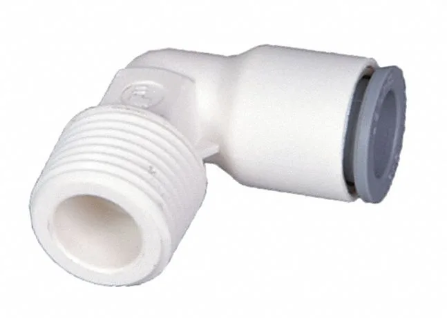 White push-fit elbow fitting with NPTF thread, pack of 10