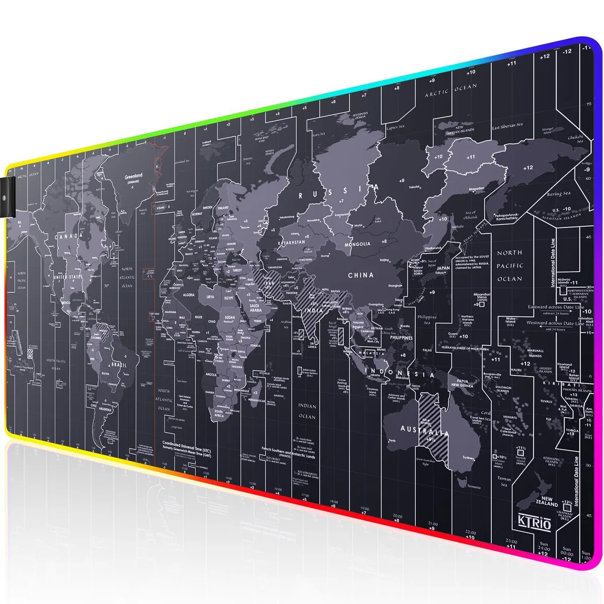 KTRIO KTRIO-RGB-Extended-Gaming-Mouse-Pad-XXL mouse pad 31.5 x 15.7 in RGB World Map — product photo