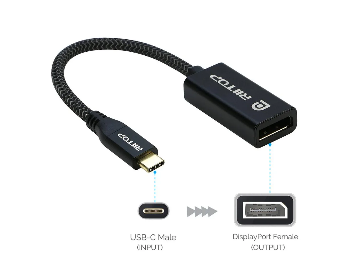 RIITOP RIITOP USB-C to DisplayPort adapter 4K 60Hz grey — product photo