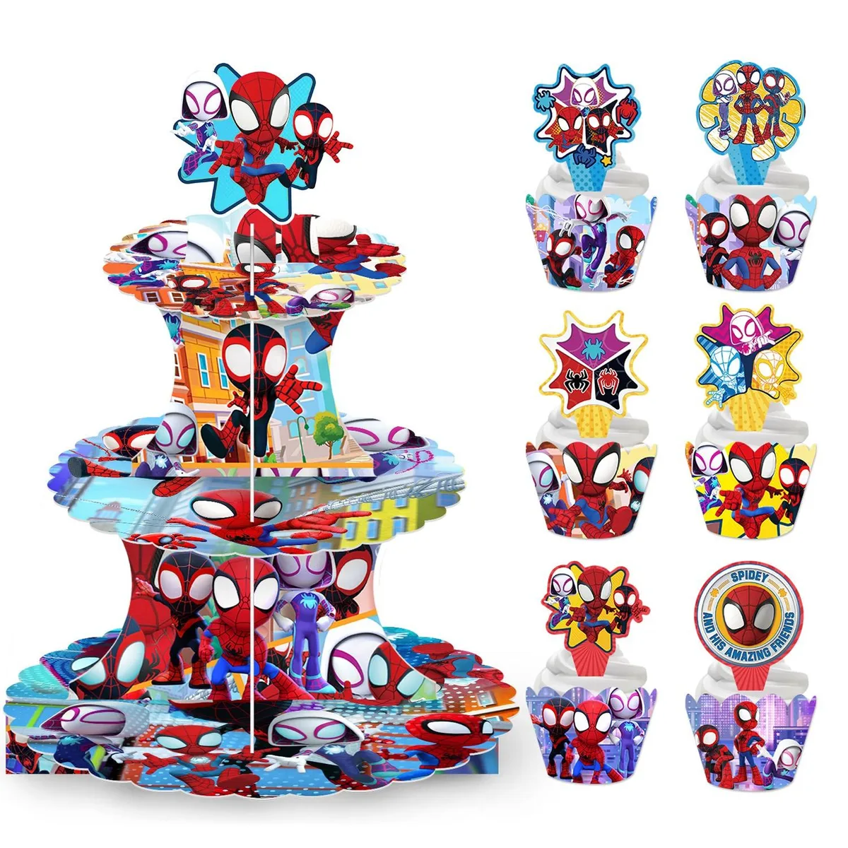 InBoxxarty InBoxxarty Spider-Man Cake Decorating Supply 25pcs Set with 12 Toppers and Cake Stand — product photo