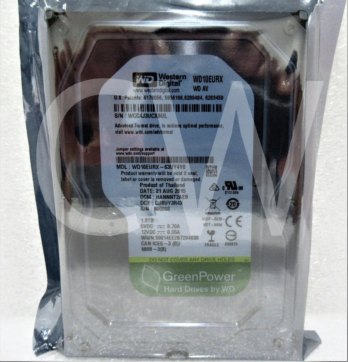 Western Digital Western Digital WD10EURX-63C57Y0 1TB 5400RPM 64MB 3.5" SATA internal hard drive — product photo