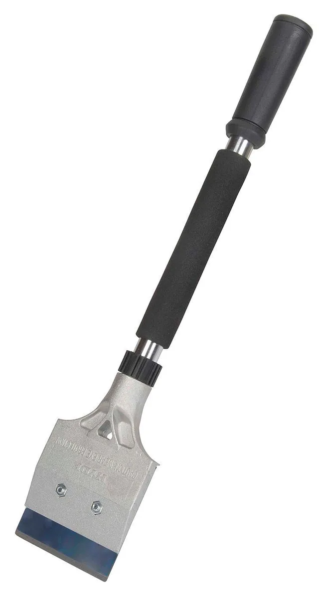 Hyde Tools hammer scraper with 4 inch blade and 18 inch foam grip handle