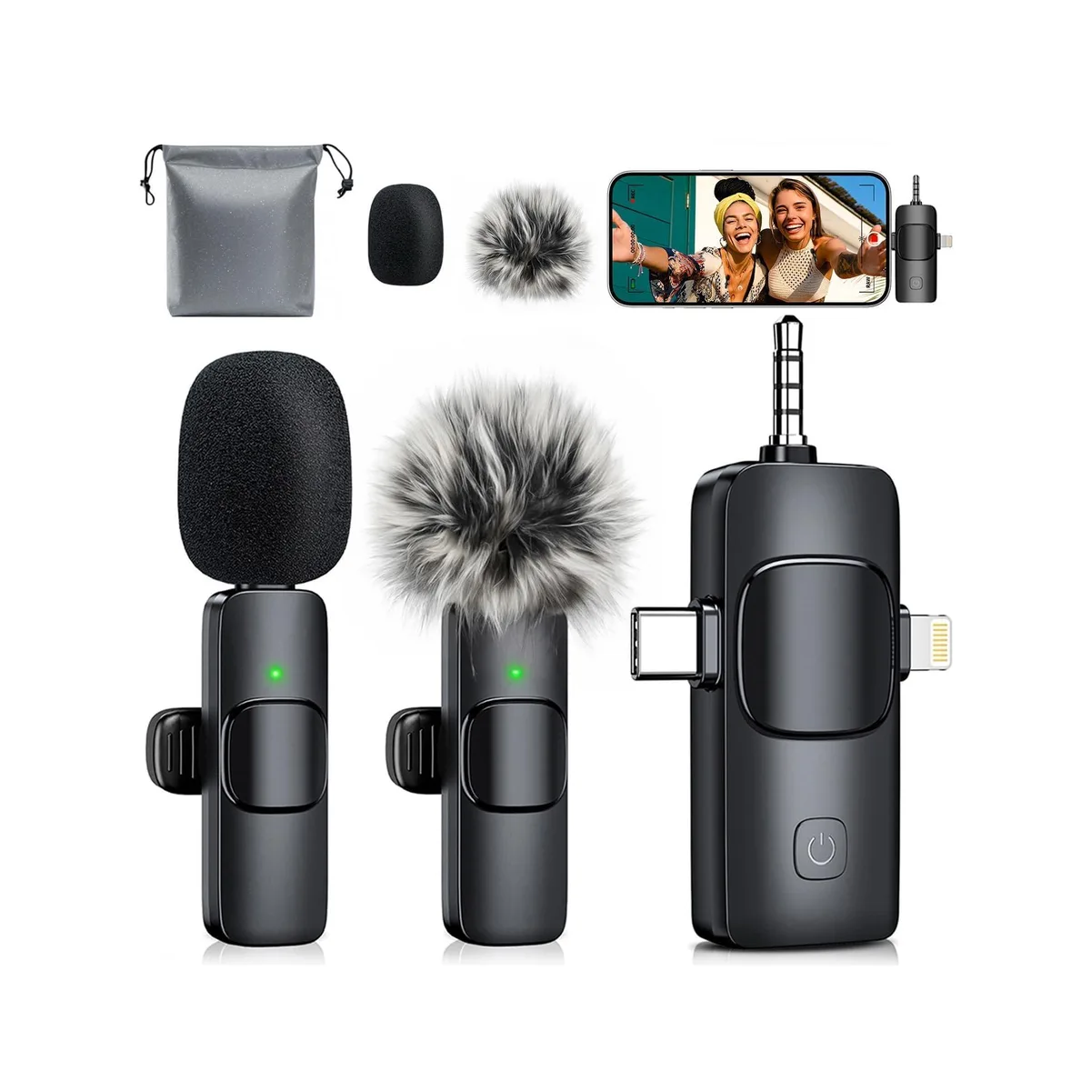  MENERESAS K15-Phantom black Wireless Lavalier Microphone 80ft 15H — product photo
